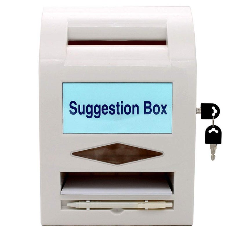 TEMEILI Lockable Privacy Suggestion Box - Wall Mount/Tabletop with Pen & 6 Replaceable Tags, Comment & Mail Box for Party, Office Multi-Use for Donation, Mail & Fundraising - Image 1